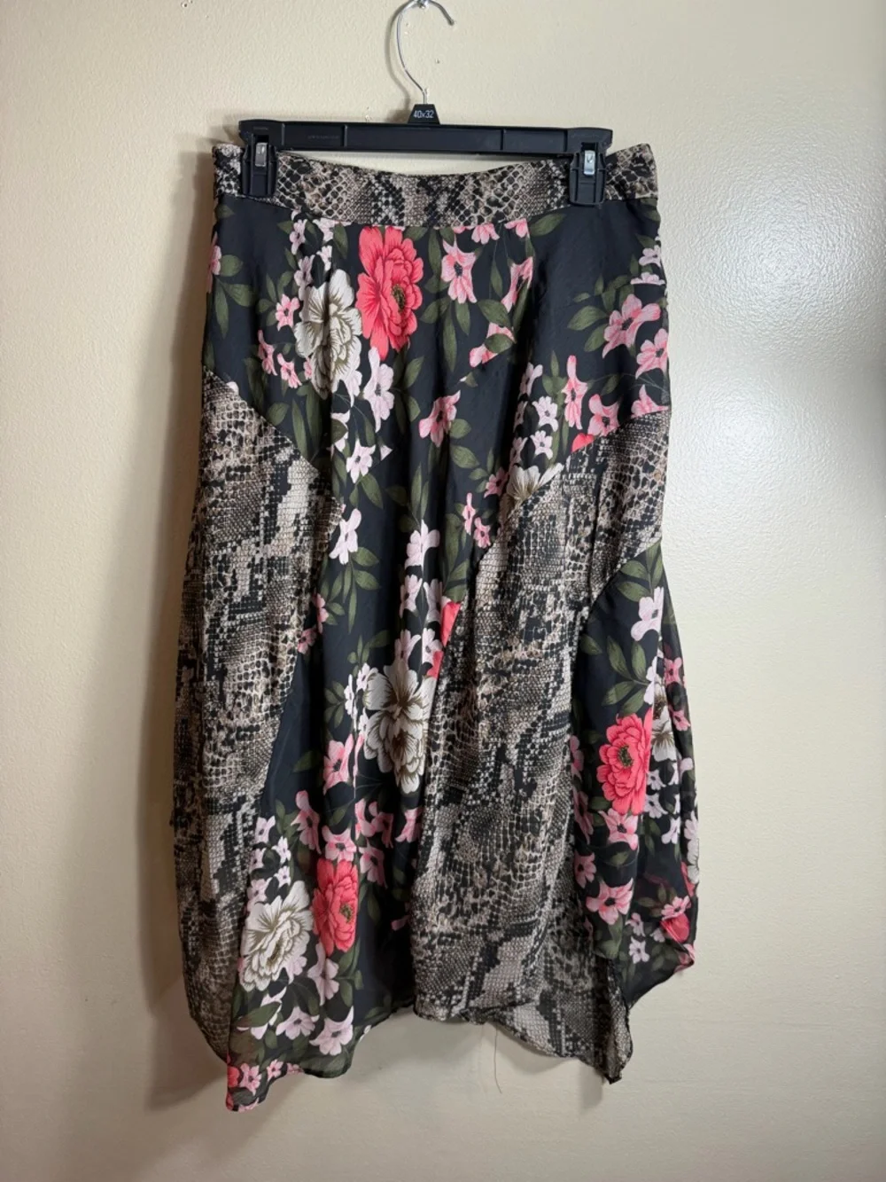 INC International Concepts Y2K Floral Snakeskin Print Asymmetrical 2 Petite